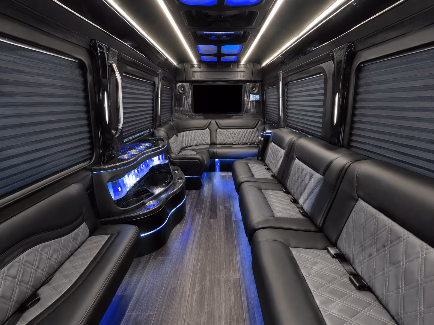 woodbridge 30 passenger party bus inside